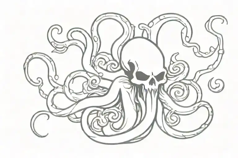 Kraken Whit Skulls