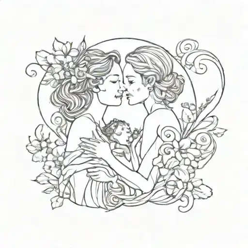 Mom Daughter No Background