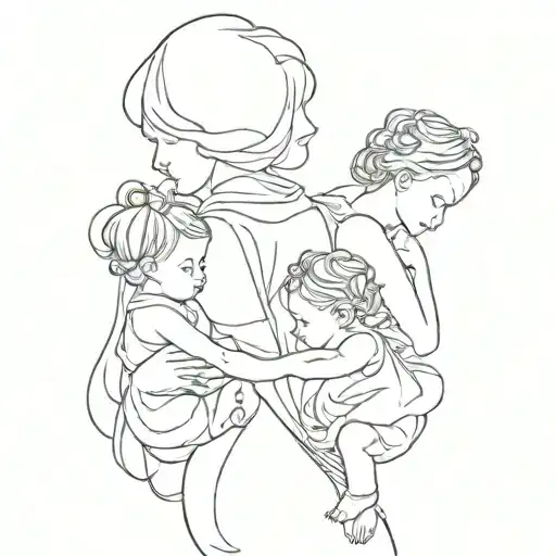 Mom With Small Child And Toddler