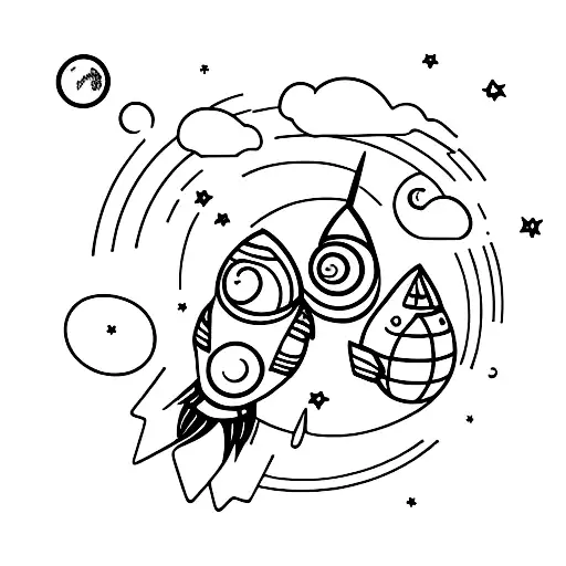 Couple Planet And Rocket