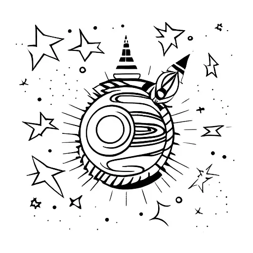 A Planet And A Rocket