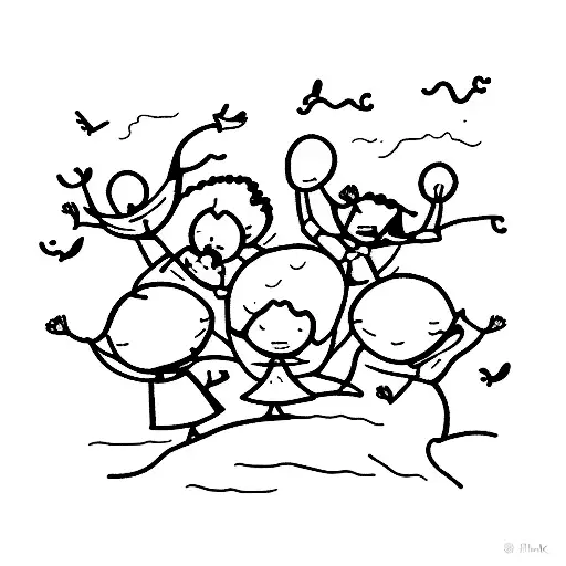 People Dancing At Sunrise In Front Of An Oak Tree