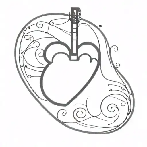 Make A Heart And Make Half Of It A Guitar Body Shaped Like