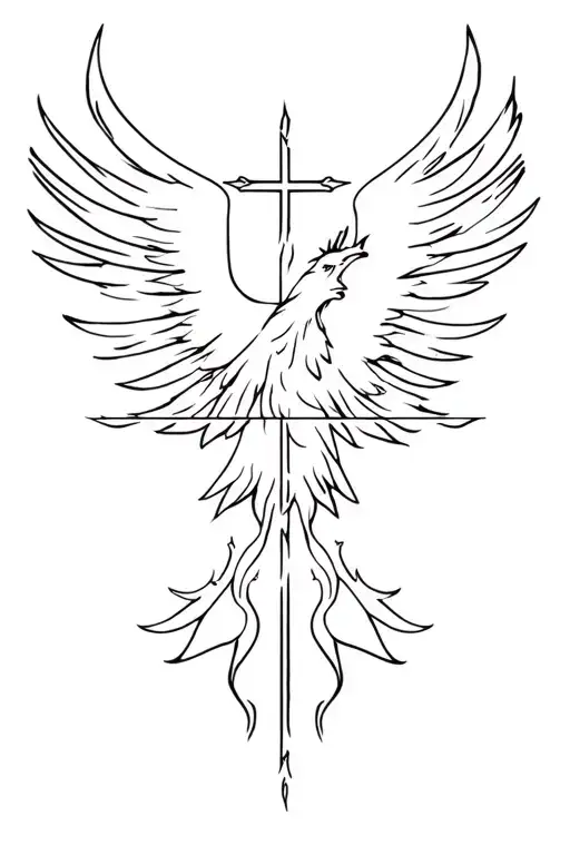 Phoenix Rising From Ashes With Cross Incorporated