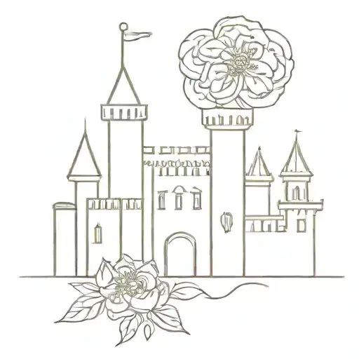 Castle With Birth Flower Intertwined