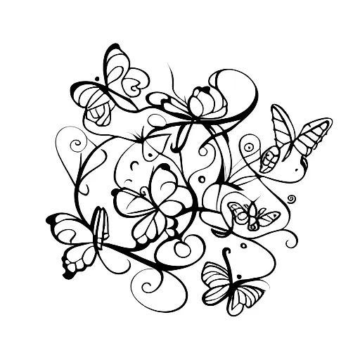 A Serene Forest Landscape With Butterflies Fluttering Around