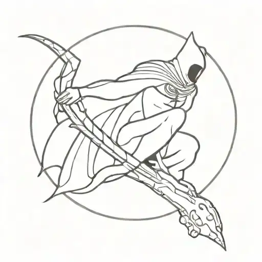 A Tattoo Design Wih Moon Knight Sitting On The Waxing Crescent Moon