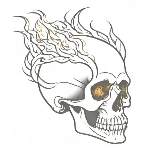 A Skull With Fire Coming Out Of Its Head