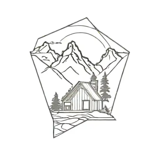 A Frame Cabin With One Mountain Range Silhouette Behind