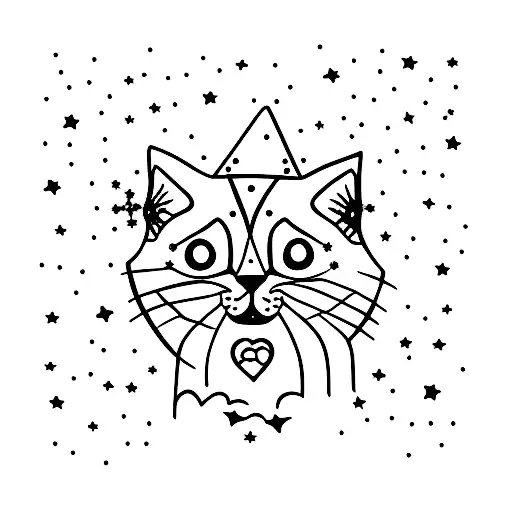 Black Cat With Stars