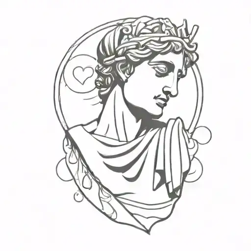 Greece Statue With Broken Heart Surrounded