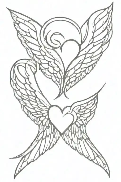 Angel Wings With A Love Heart
