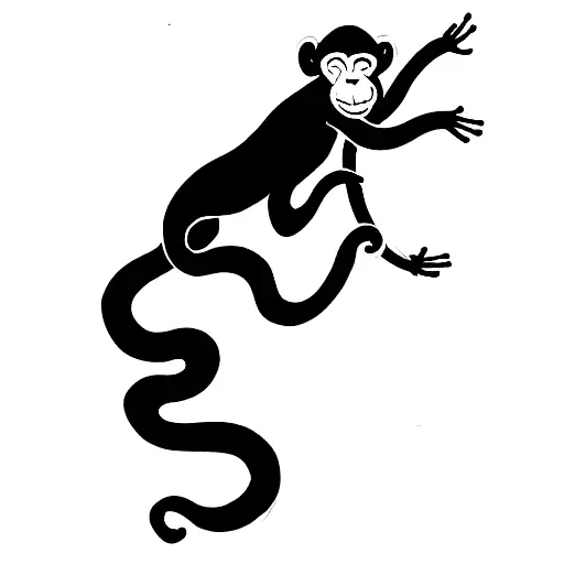 Monkey Attacking A Snake