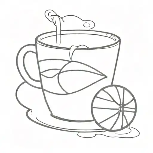 A Minimalist Tattoo Of A Coffee Cup With A Basketball Hidden In The Steam