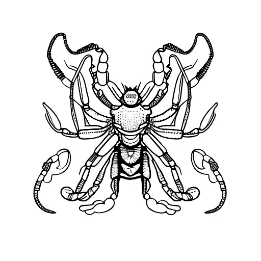 A Detailed Black And White Scorpion With Intricate Patterns