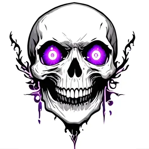 Skull With Glowing Purple Magical Eyes Surrounded