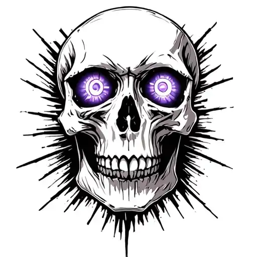 Skull With Glowing Purple Magical Eyes Surrounded