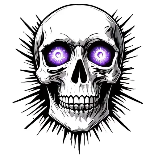 Skull With Glowing Purple Magical Eyes Surrounded