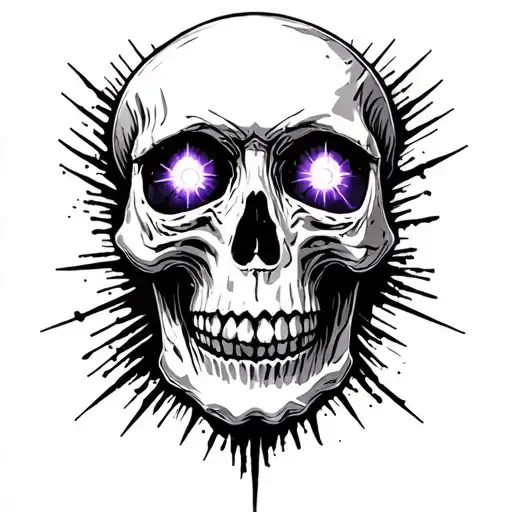 Skull With Glowing Purple Magical Eyes Surrounded