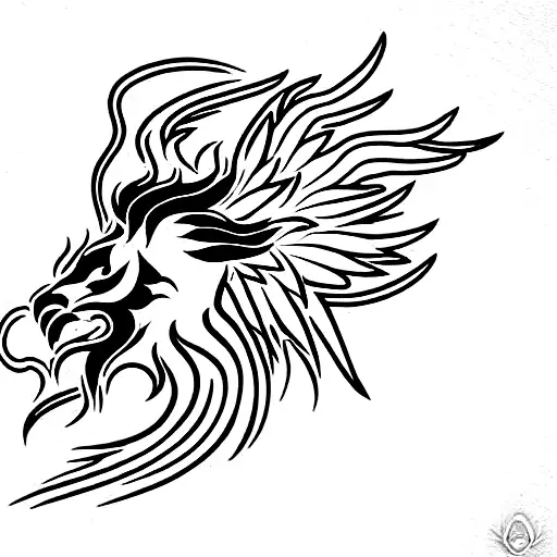 A Phoenix Bird With Head Of A Lion And Tails Of Chinese Dragon