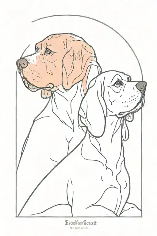 Beagle Face And Girl Face Profile Single Line