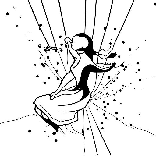 One Line Woman Silhouette Free Falling