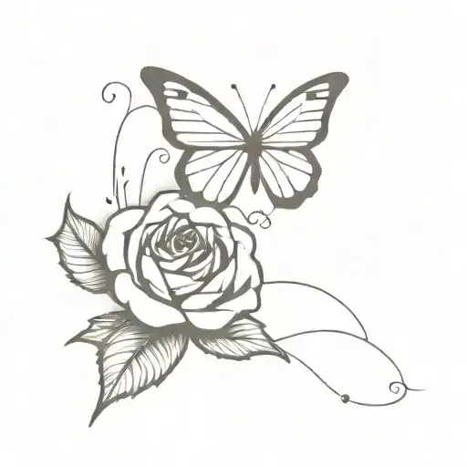 Butterfly And Black Rose