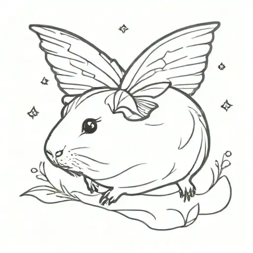 Guinea Pig With Fairy Wings Flying