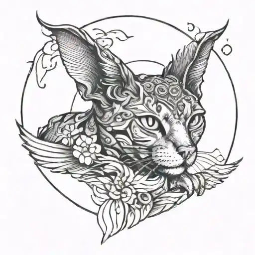 Whymsical Cat With Wings In Sky