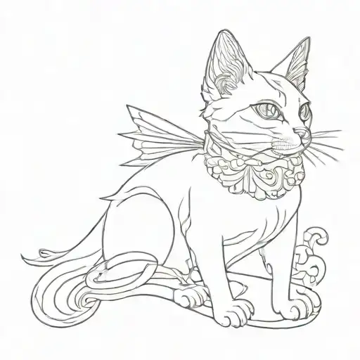 Whymsical Cat With Wings In Sky