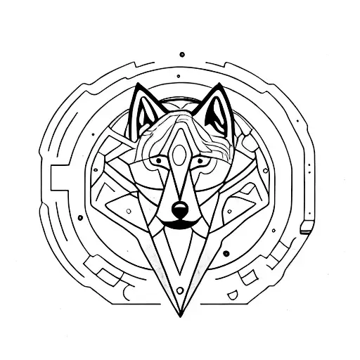 A Minimalist Tattoo Of A Mysterious Keyhole With A Wolf Silhouette And A Tiny Moon Inside