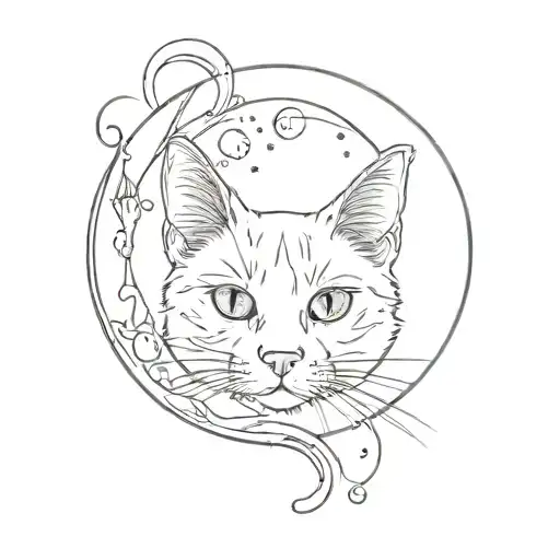 Cat Staring At The Moon