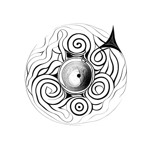 A Minimalist Tattoo Of A Vintage Gramophone With A Crescent Moon As The Soundwaves