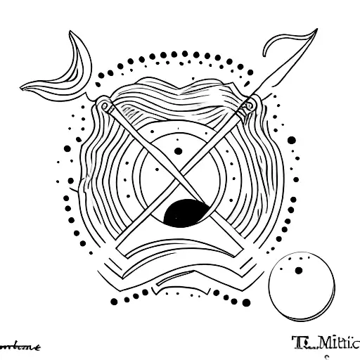 A Minimalist Tattoo Of A Historical Quill Pen And Inkwell With A Tiny Moon As The Ink