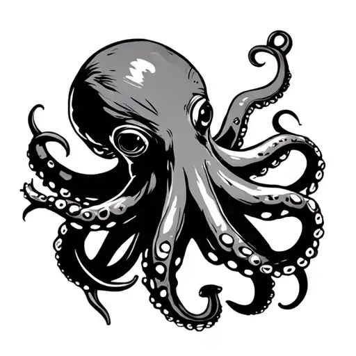 Octopus With Anchor Behind It Like A Classic