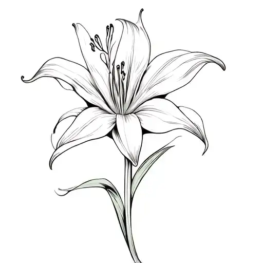 Tiger Lily Fine Line Tattoo Design
