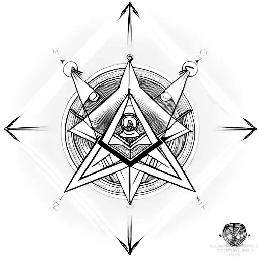 A Minimalist Design Of A Masonic Compass And Square Forming A Cross