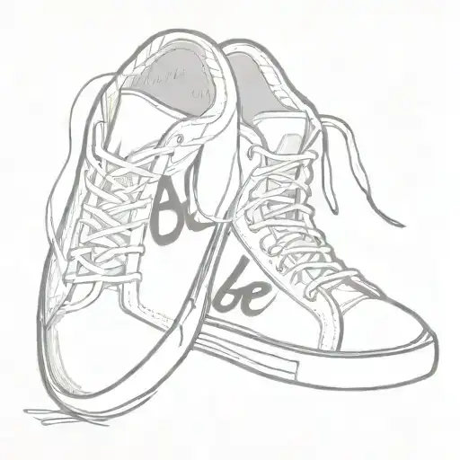 Basic Athletic Shoe Not Carton Shoes With 'Be Here' Written Behind Or Below It