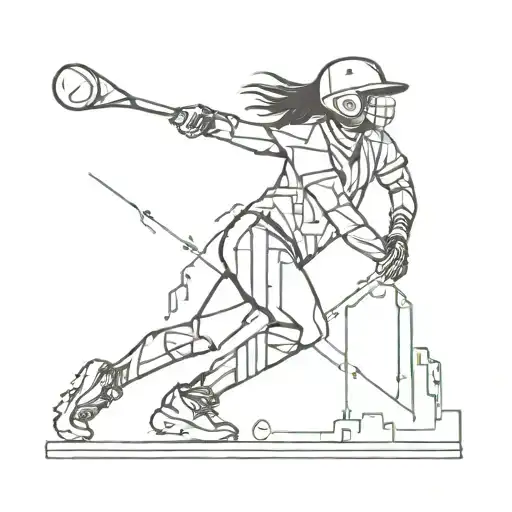 Softball Player Silhouette With A Circuit Board Pattern In The Background