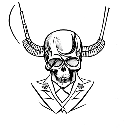 Skull Whith Horn Dress A Suit