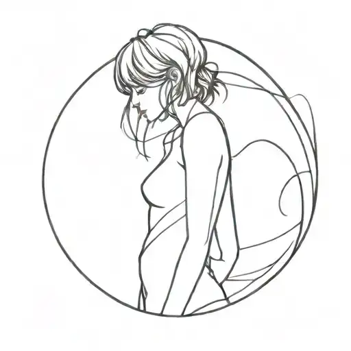 Emo Girl Silhouette With Flowing