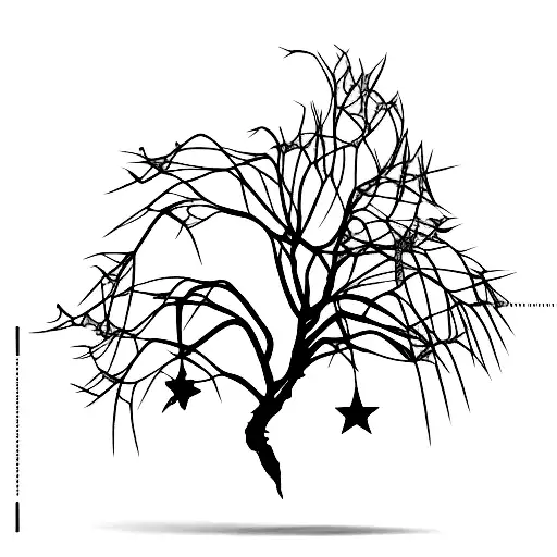 Willow Tree With Hanginv Star From Its Branch
