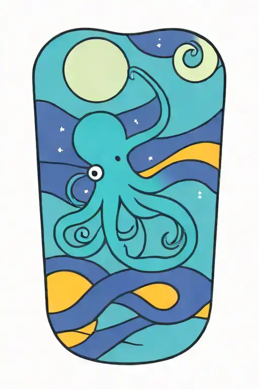 Octopus Van Gogh Starry Night Swirl