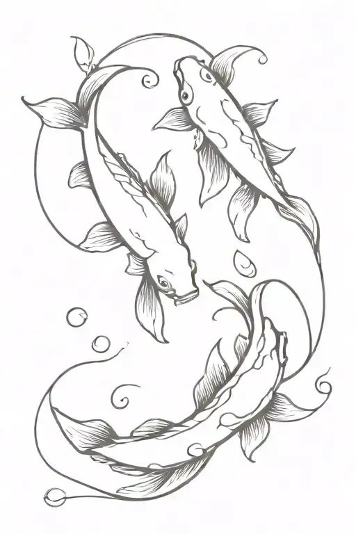2 Koi Fish With Yin & Yang Sign In The Middle