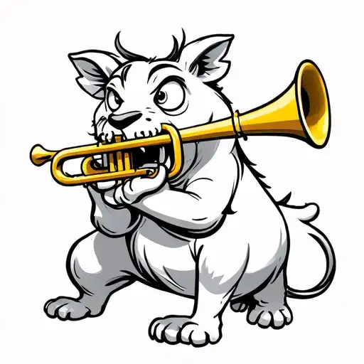Cartoon Animals Making Trumpet