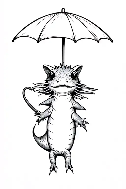 Axolotl Holding An Umbrella