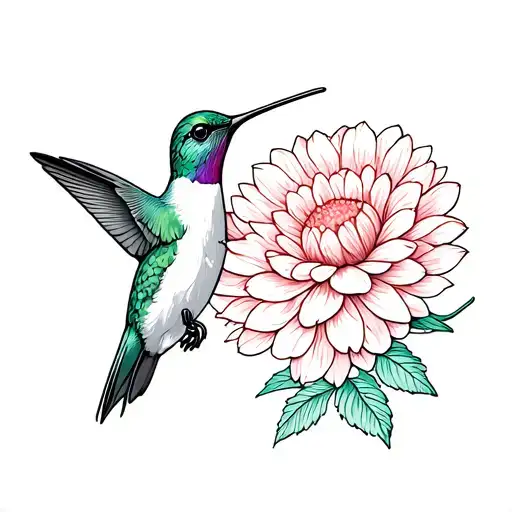 Hummingbird And Chrysanthemum Flower