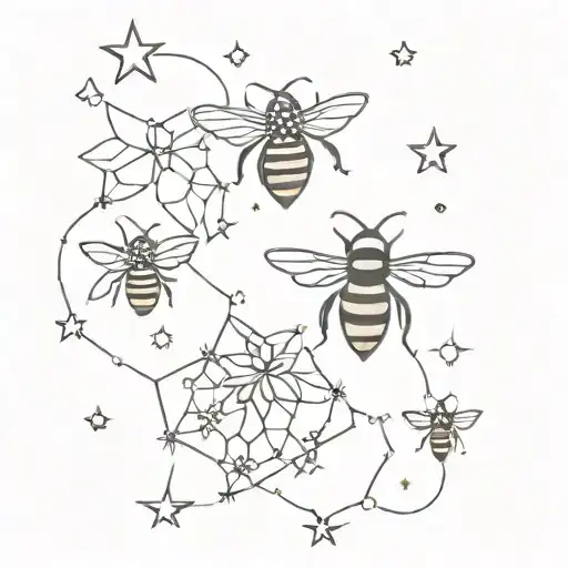 Bee And Stars Surrounding