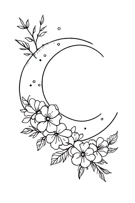 Moon And Flowers