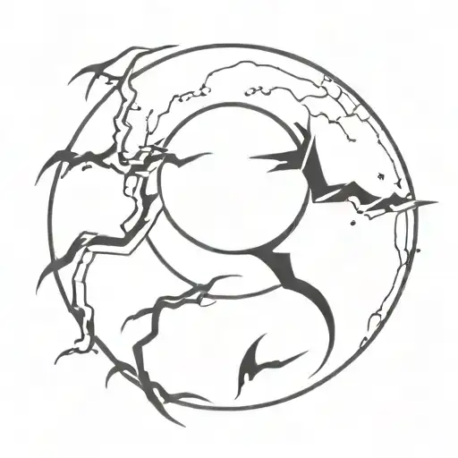 Lightning And Ying Yang Symbol